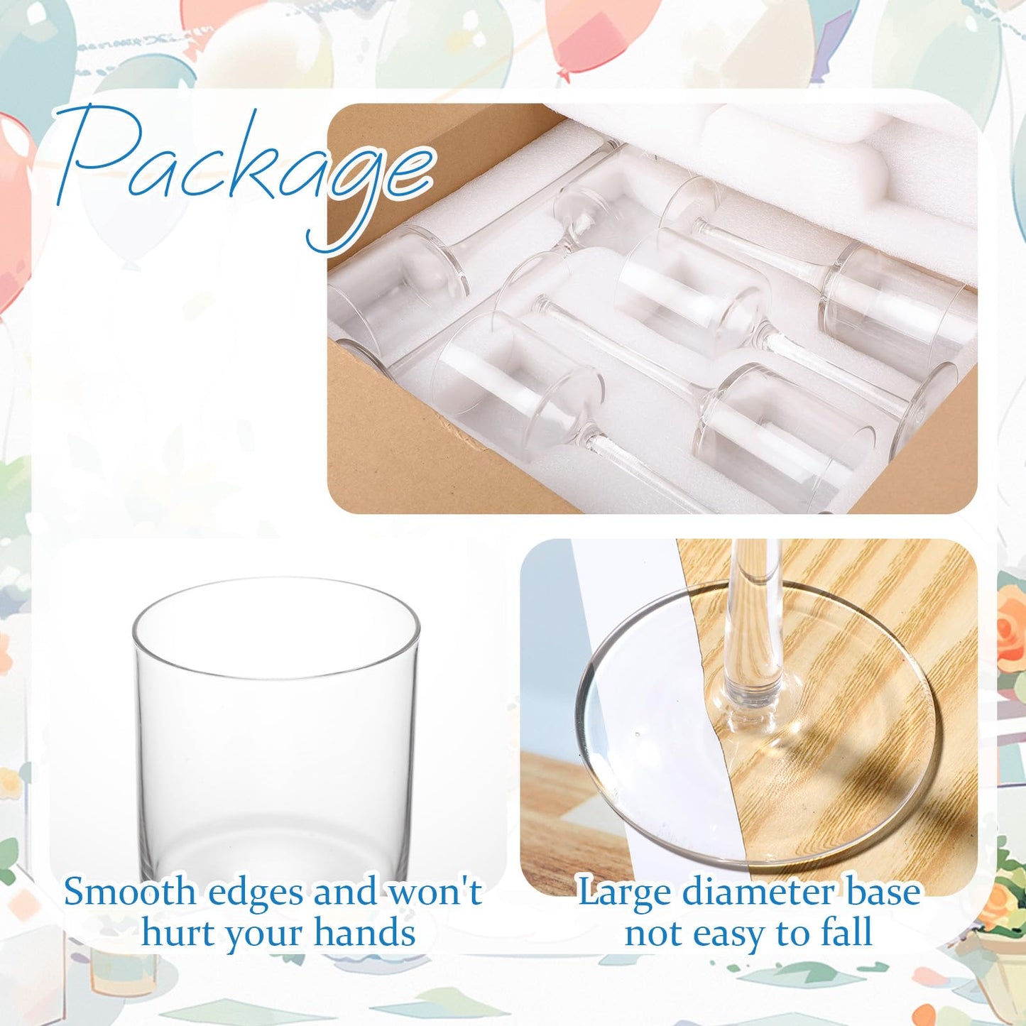 Maxcheck 6 Pcs Glass Candle Holder Tea Light Floating Candle Holders 7.87" 9" 10.2" Tall for Table Centerpiece Home Wedding Party Table Decor(Clear)