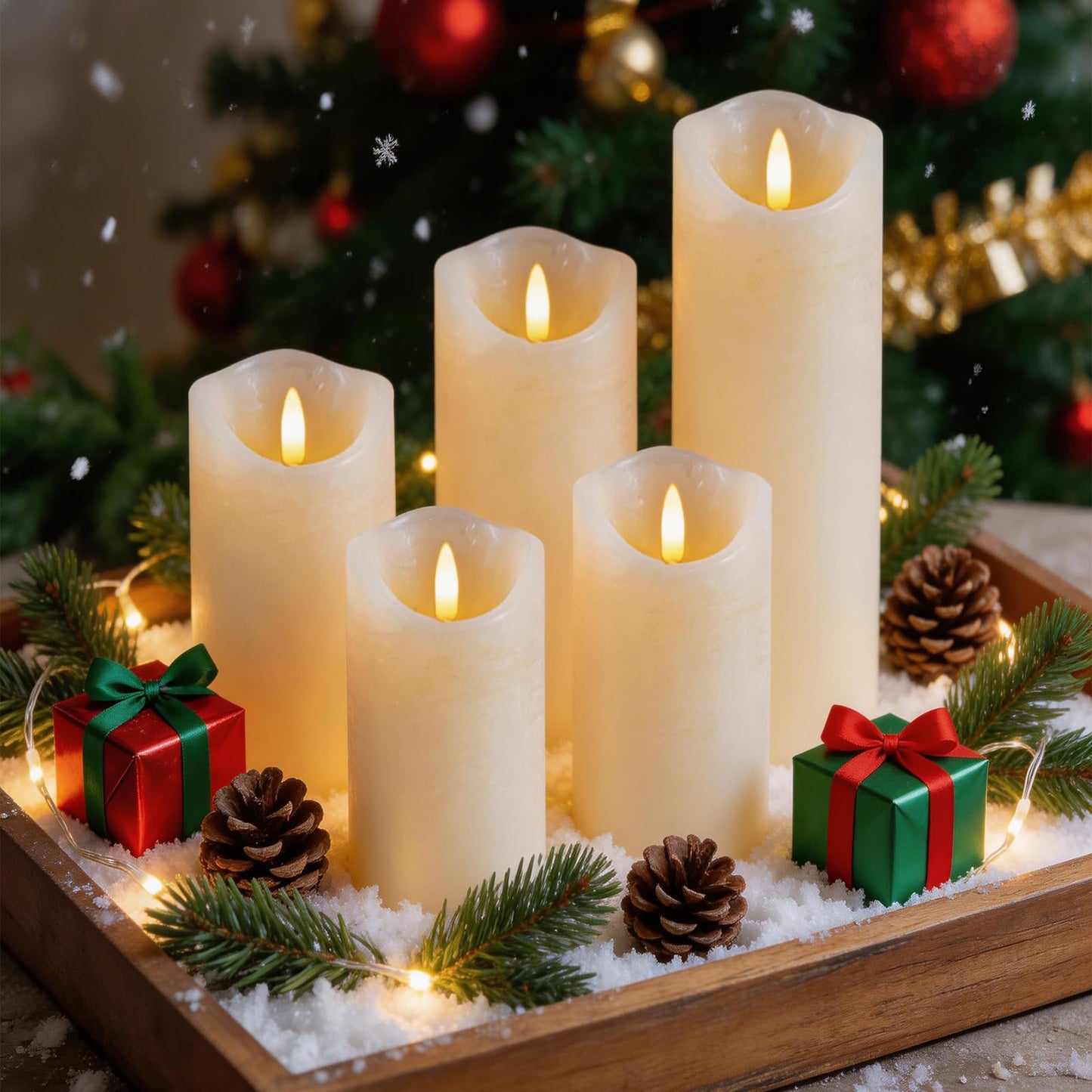 MiKoyi Flameless Pillar Candles with Remote, Battery Operated Candles Real Wax, [5-Pack] Fake LED Flickering flameless Candle with Timer Function for Room Home Decor (2.2" * 5/5.5/6/7/8") - White