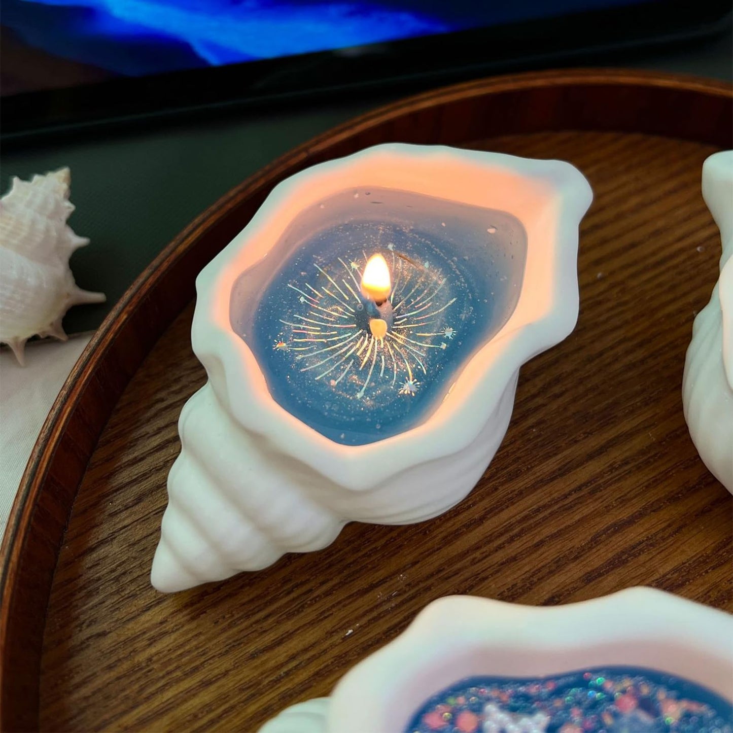 4 Pack Scented Candles for Home Small Candles Candles Gifts Sets for Women Men Birthday Thanksgiving Christmas Valentine's Mother's Day (Light Blue &Orange) (Fireworks)