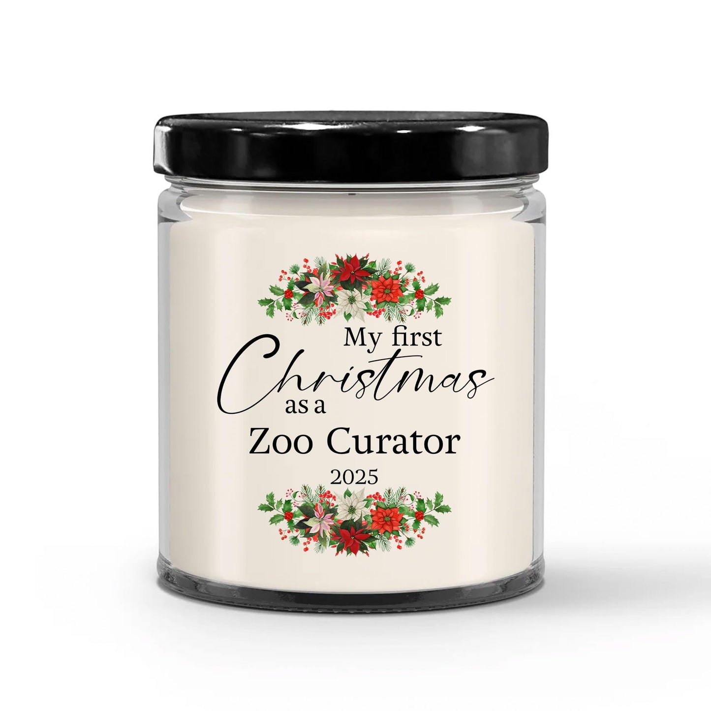 My First Christmas as a Zoo Curator 2025 Candle - Unique Gifts for New Coworker Animal Curator Zoo Manager Boss Manager - 9oz Vanilla Scented Soy Wax - Present for New Year, Xmas