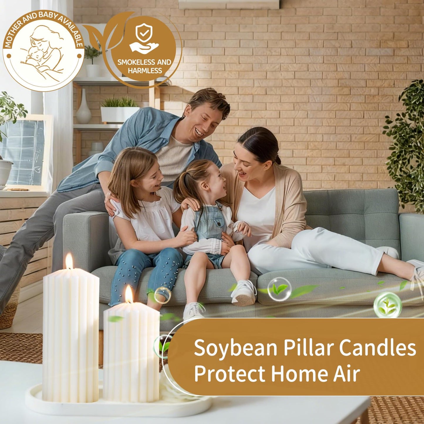 3 Pcs White Ribbed Pillar Candles-Vanilla Cake Scented,Natural Soy Wax,Non Toxic,Smokeless-2.8" x4,6,8in Modern Aesthetic Aromatherapy Candles for Home,Dinner Table,Living Room,Housewarming Gift