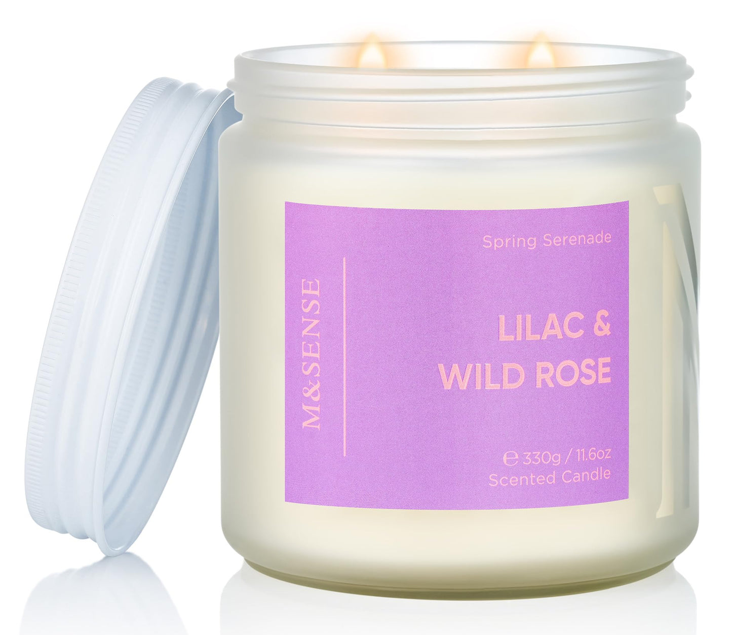 M&SENSE Lilac Wild Rose Scented Candle, 11.6oz 70-Hour Burn, 2-Wick Non-Toxic Natural Soy, Aromatherapy for Home, Gift for Women & Mom for Easter & Spring Refresh