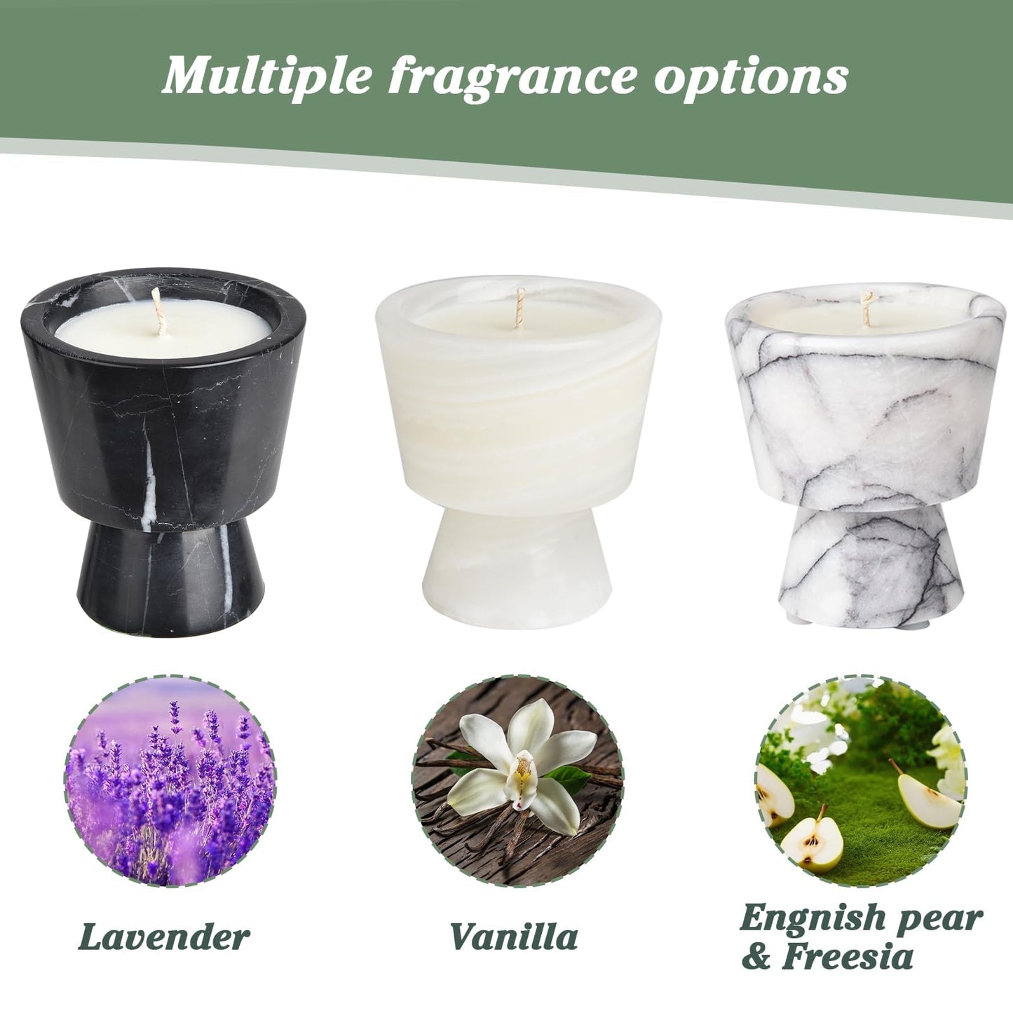 Scented Candle in Handmade Marble Container |1 Set | Soy Wax | Non-Toxic | Reusable Stone Jar | Story of Stone | Distinctive Gift. Natural Spring Aromatherapy for Women & Men