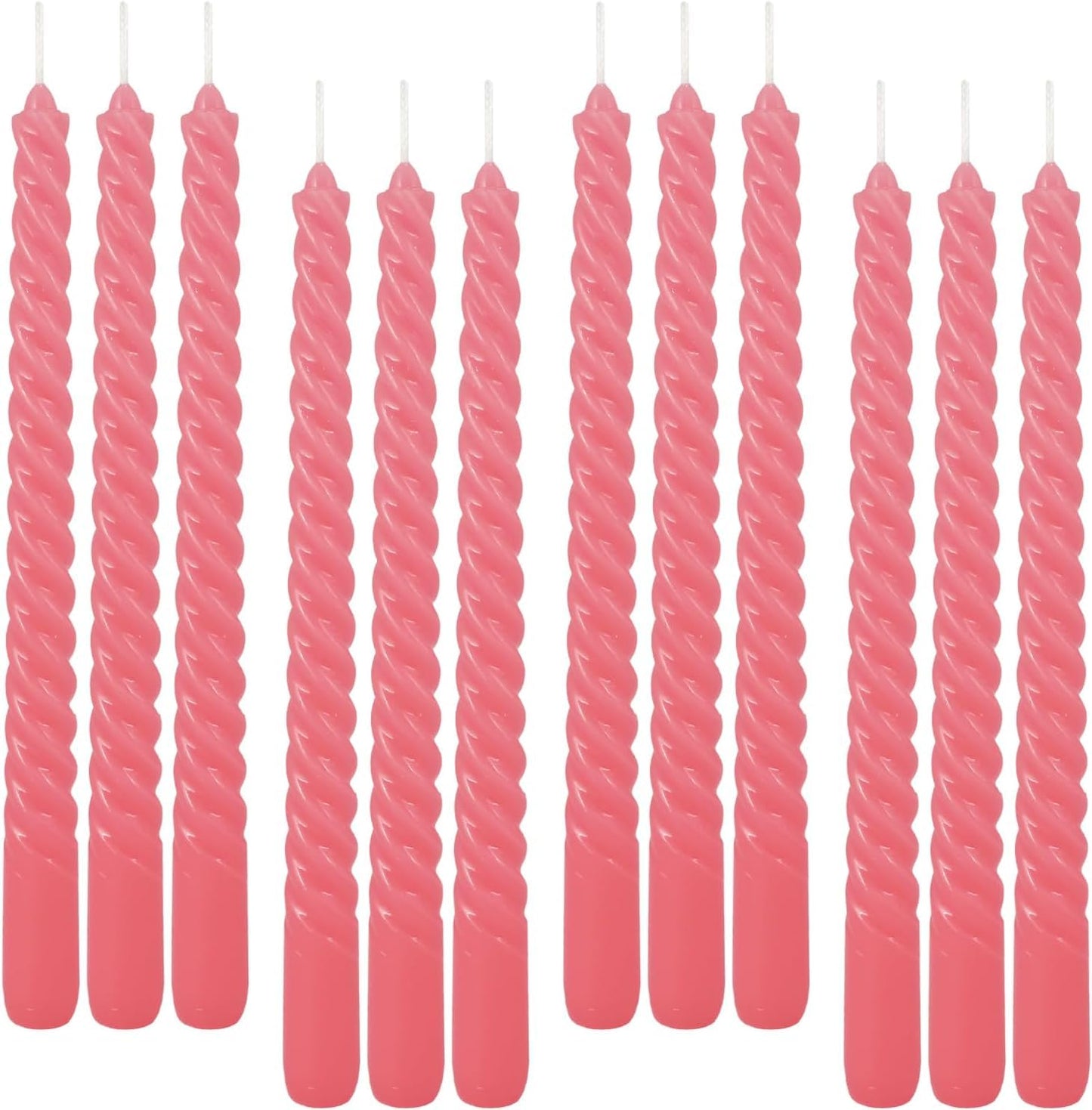 WPONSZU 10 Inch Pink Spiral Taper Candle Set of 12 Pack Unscented Dripless Candlesticks for Valentine's Day,Dinner,Party,Brithday,Wedding,Christmas,and Home Decoration