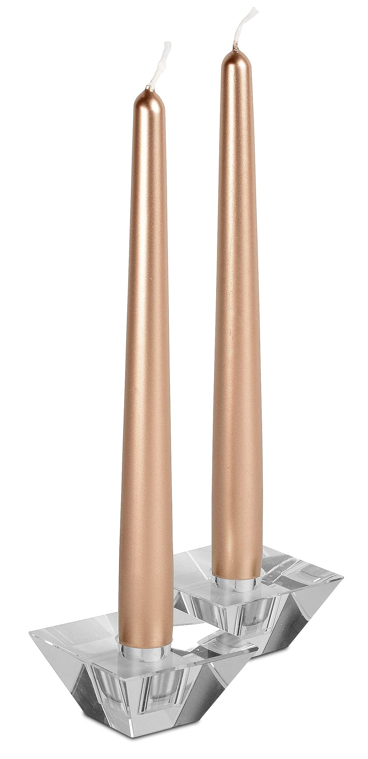 Hyoola 12 Pack Tall Metallic Taper Candles - 10 Inch Copper Metallic, Dripless, Unscented Dinner Candle - Paraffin Wax with Cotton Wicks