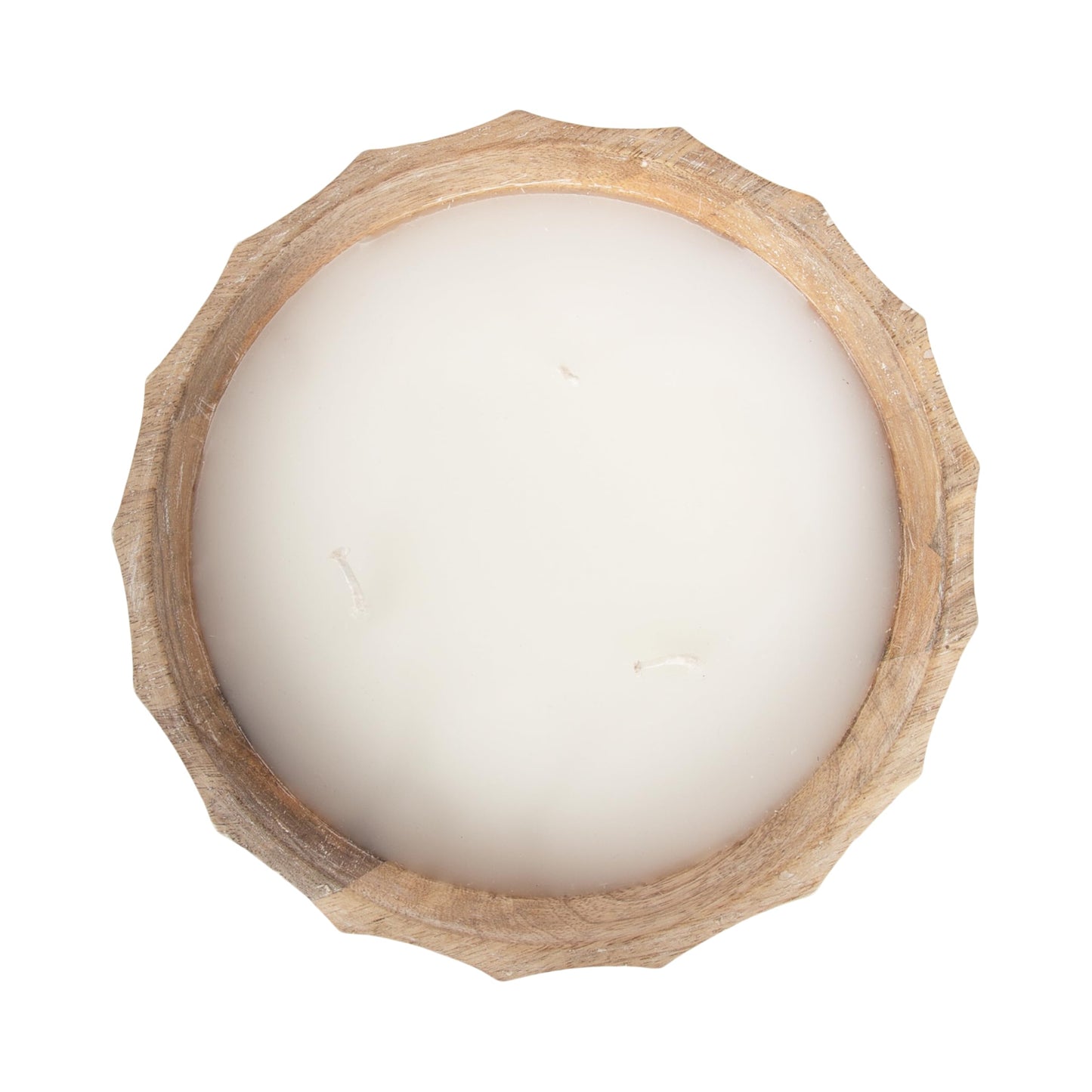 Kate and Laurel Plete Round Pleated Wood Candle Bowl, 8 Inch Diameter, Light Natural, Modern Scalloped Three-Wick Unscented Candle with Decorative Bowl for Living Room Decor