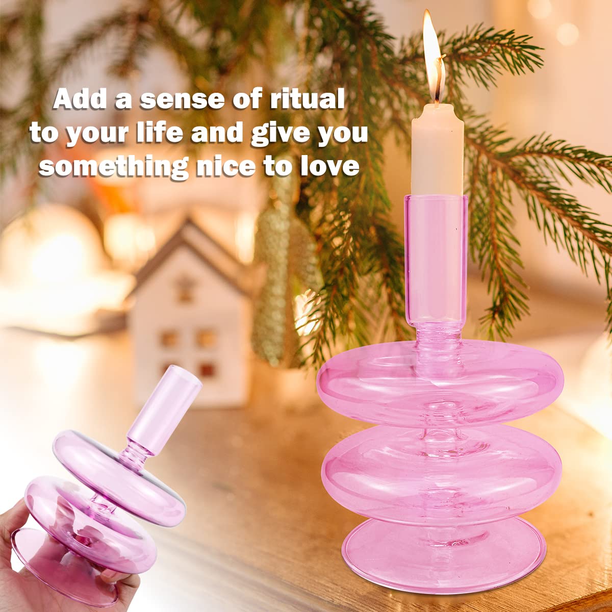 LNQ LUNIQI Clear Glass Candle Holders Glass Taper Candle Holder Decorative Glass Candlestick Holders for Dining Table Centerpieces Wedding Church （）