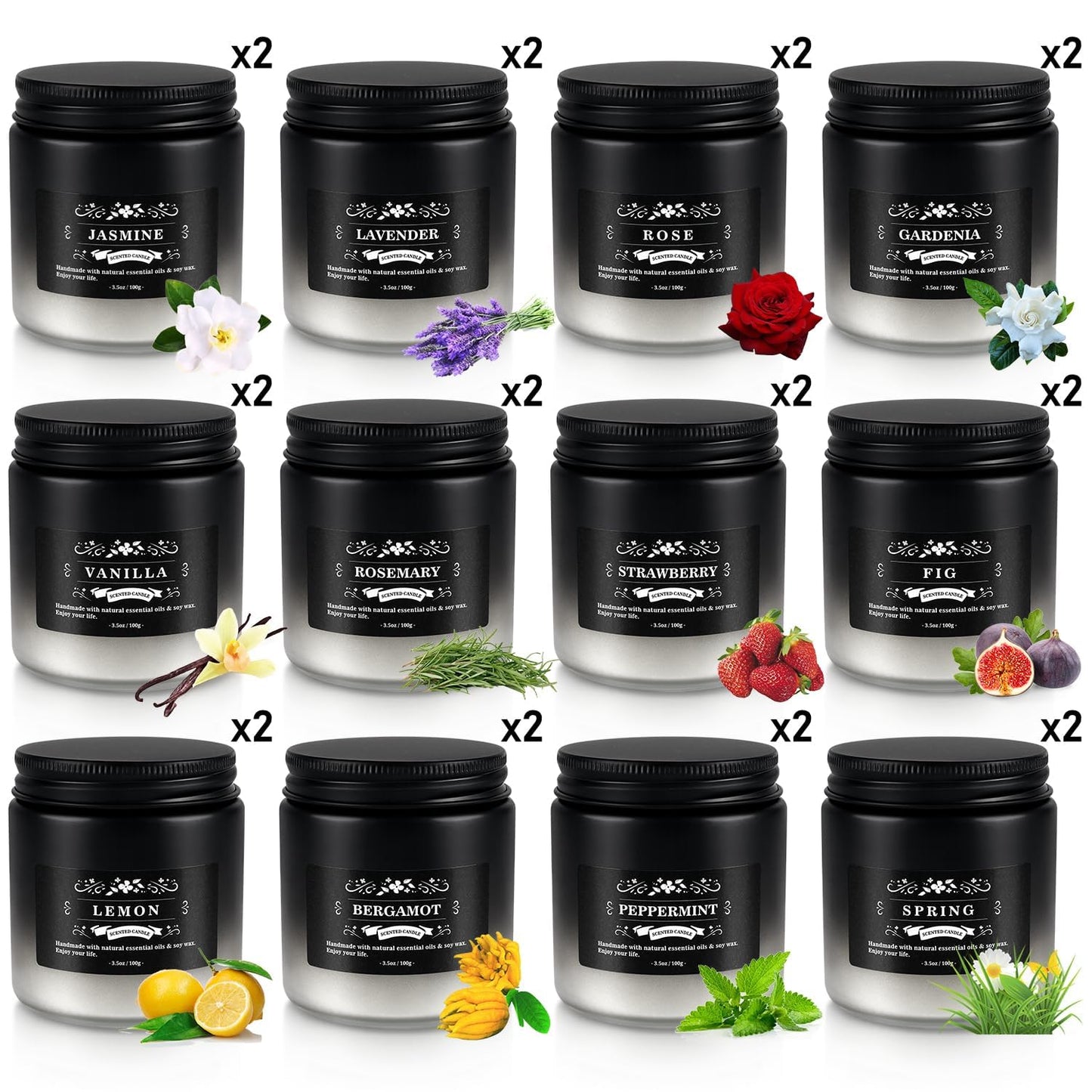 Fclayvts Scented Candles Set - 24 Pack Black&White Men Candles for Home Scented, 3.5 oz, Aromatherapy Soy Candle Gifts Set for Men, Birthday, Valentine, Christmas, Anniversary Present for Him