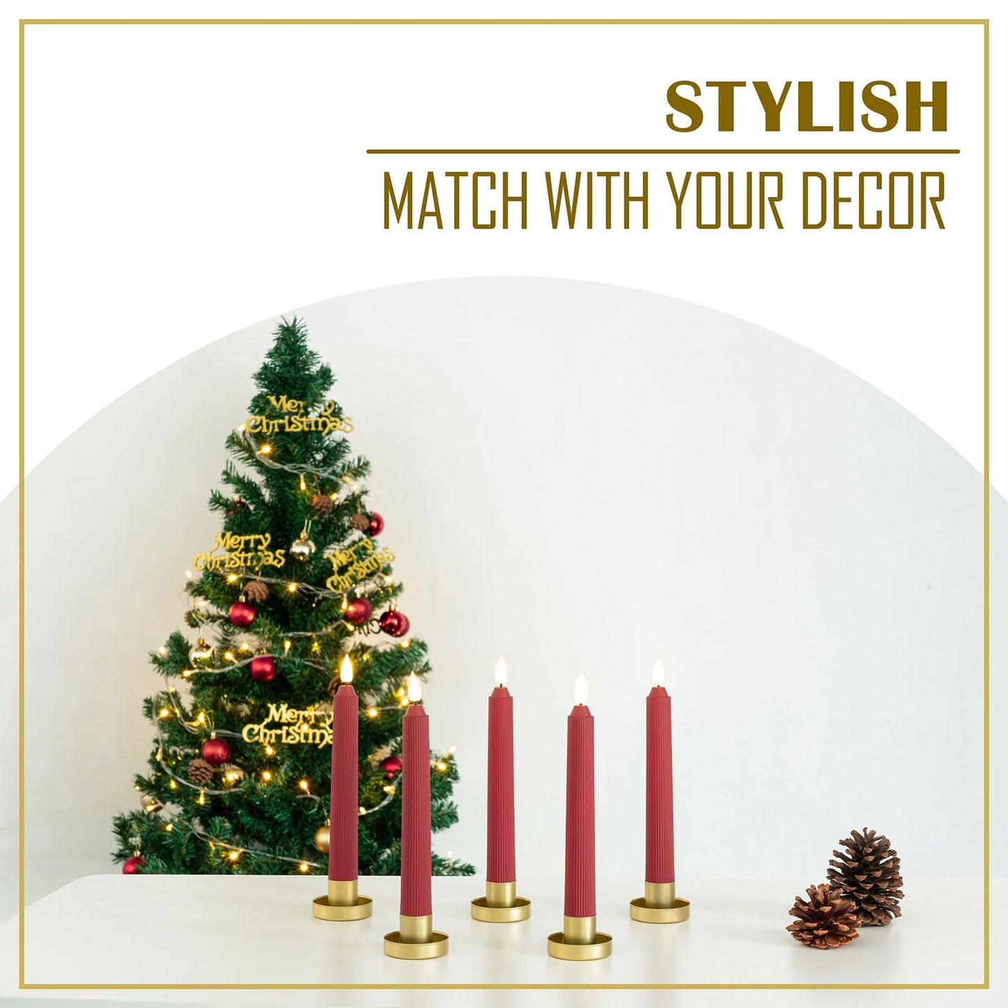 Smtyle Gold Minimalist Candlestick Holders Set of 5 Simple and Stylish Candle Holder Centerpiece for Taper Candles and Candlesticks