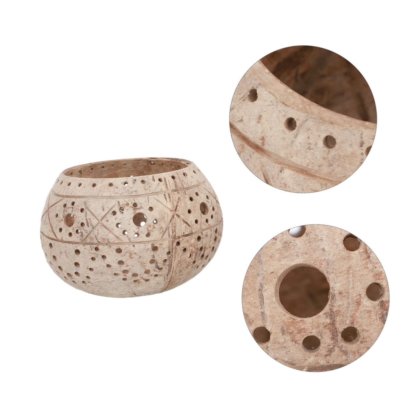 PRETYZOOM Hollow-Out Decorative Coconut Shell Candle Holder Stylish Candlestick for Home Decor Wedding Party Use