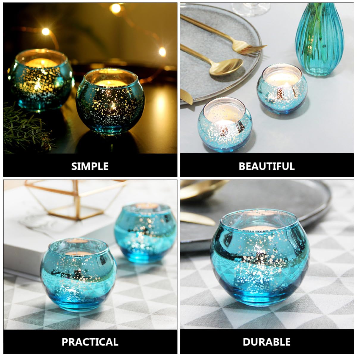DIYEAH 12pcs Patterned Hollow Glass Candle Holders Decorative Votive Candle Cups for Home Décor and Party Centerpieces