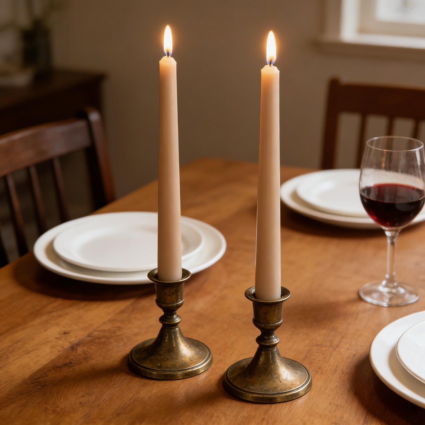 12-Pack Light-Mocha Taper Candles, 10 Inch Unscented Dripless Candlesticks, Long-Lasting Burn Time of 7-8 Hours, Perfect for Home Décor, Weddings, and Events