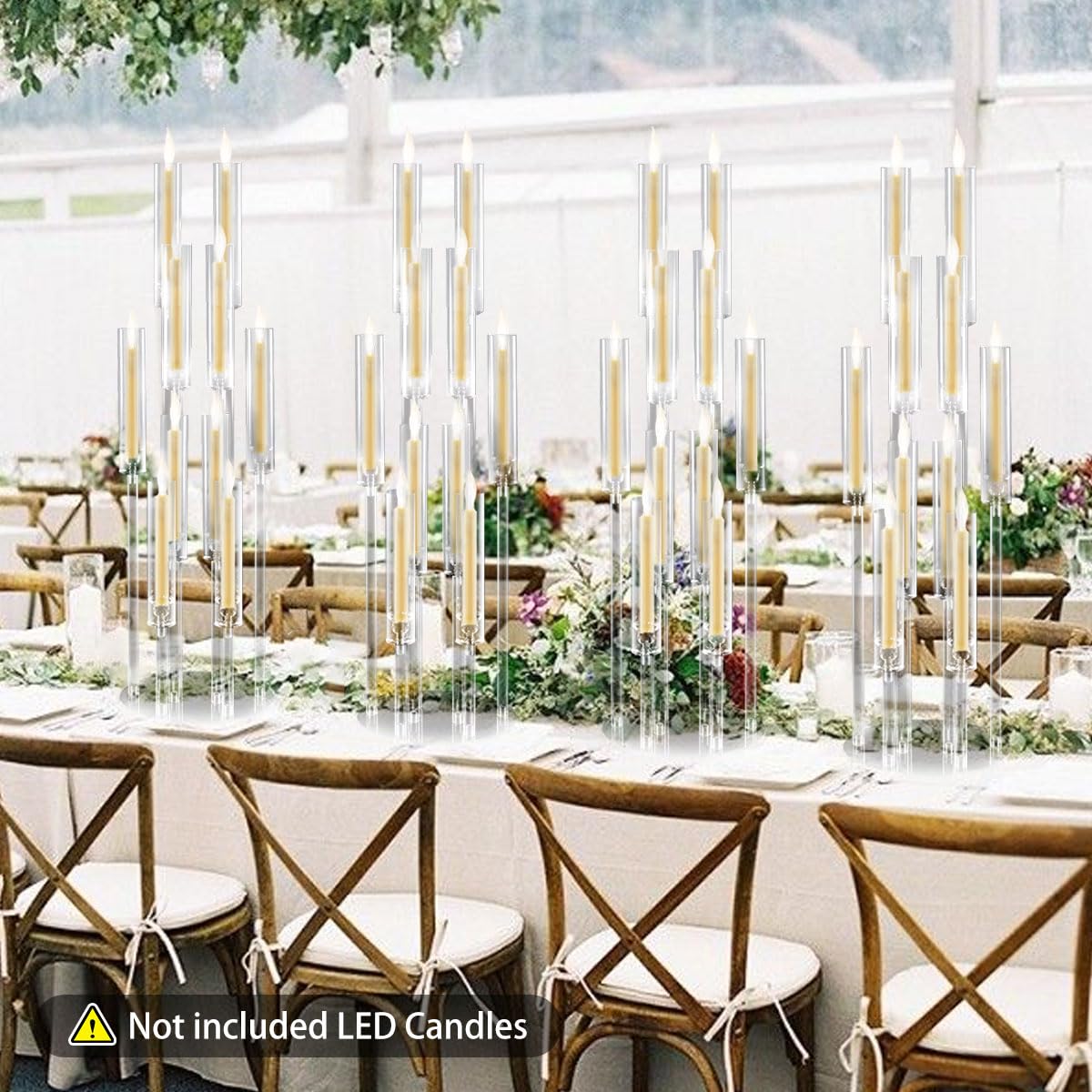 12PCS Acrylic Candle Holder for Party Table Centerpiece,Clear Acrylic Candelabra Centerpiece for Wedding Christmas Baby Shower Event Candles,Fit 0.8" LED Candles