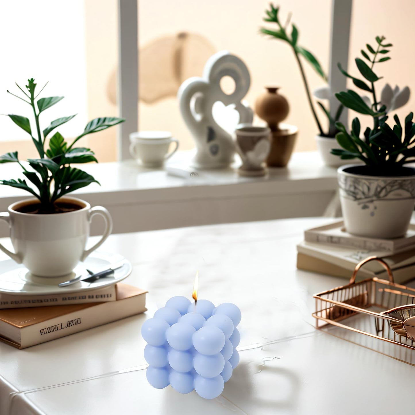 2PCS Bubble Candle Set, Cube Soy Wax Bubble Candles, Handcrafted Natural Scented Aesthetic Bubble Candle Set for Home Bedroom Decor, Birthday Mothers Day Gifts