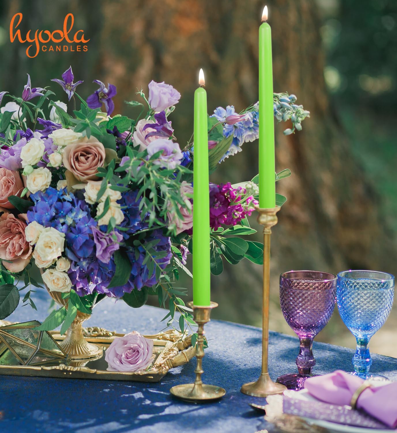 Hyoola Tall Taper Candles Bulk - 10 Inch Lime Green Unscented Dripless Taper Candles - 8 Hour Burn Time - 96 Pack
