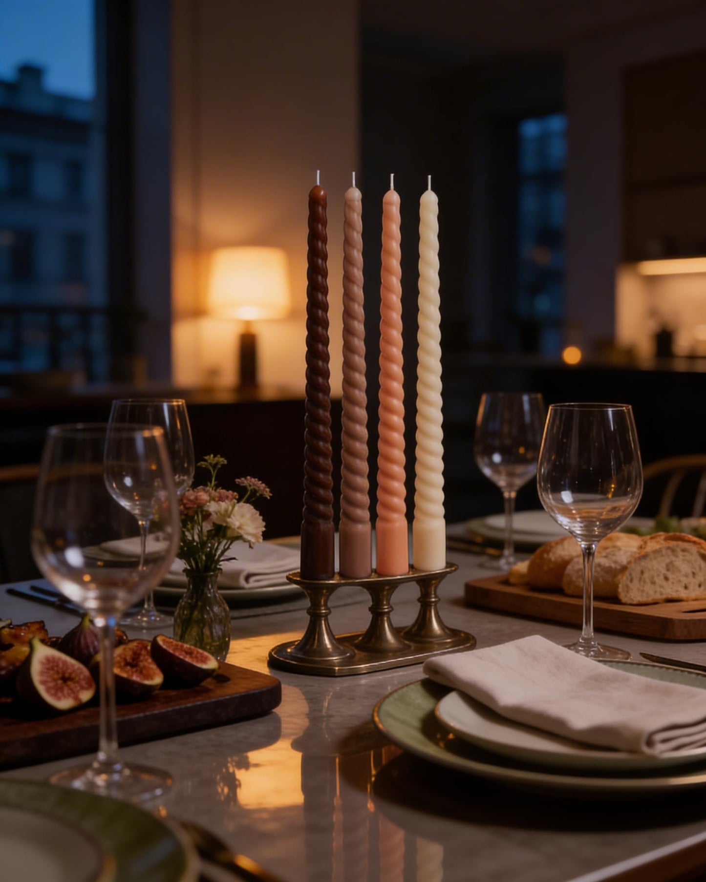 Viyffo Spiral Taper Candles 11 Inch – 4 Pack Brown, Dripless, Unscented, Smokeless – 9 Hour Burn – Tall Candlesticks for Wedding, Dinner, Holiday, Party, Home Decor