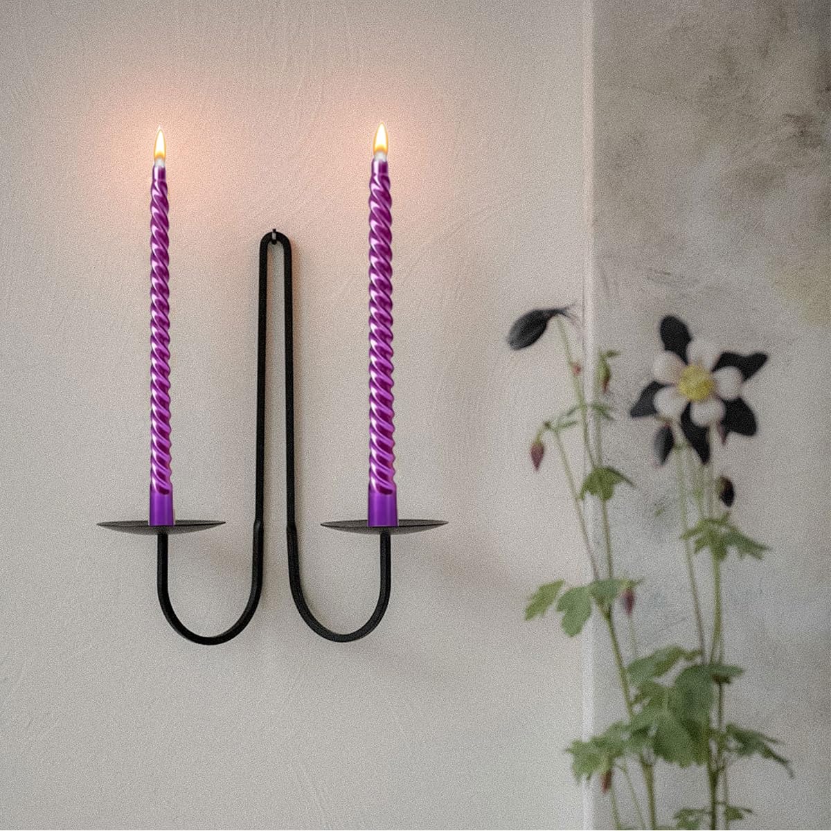 10 Inch Purple Spiral Taper Candles Set for Dinner, 12 PackUnscented Dripelss Candlesticks for Home Holiday Party Decoration