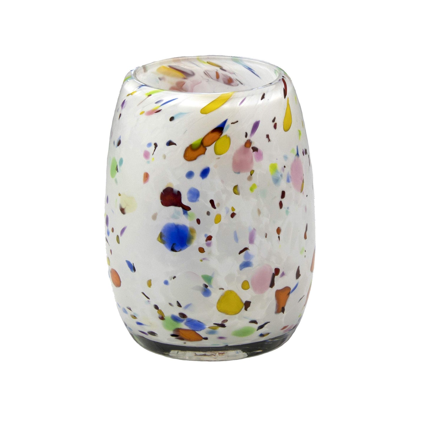 Totally Blown Glassworks Votive Candle Holder, Tea-Light, Handmade Blown Glass, Accent Vase, Centerpiece, Home Decor, Artist Dehanna Jones, Seattle, WA. (White Studio Confetti)