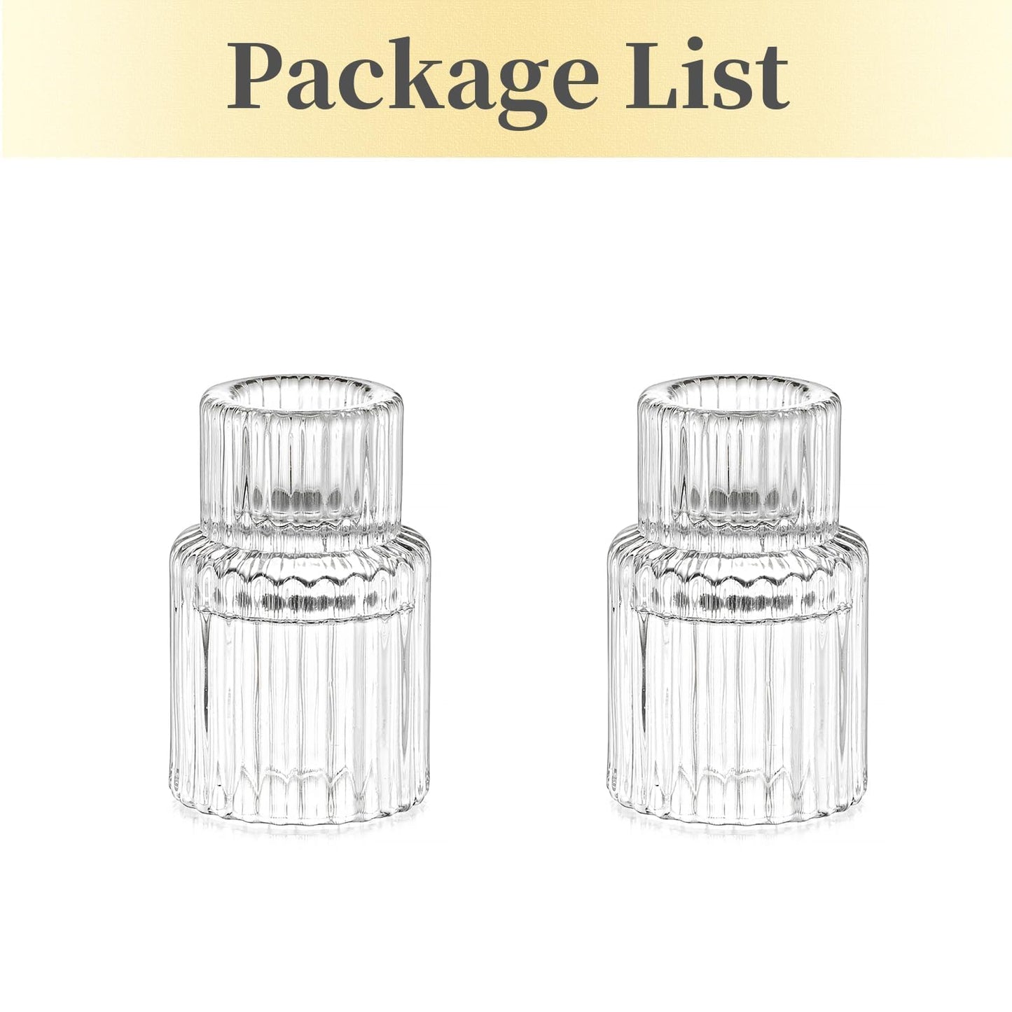 Candle Holder Glass Candlestick Holders: Hewory 2PCS Clear Taper Candle Holders Bulk for Table Centerpiece, Glass Candle Holder Candle Stick Holder Decor for Christmas Wedding Party Bridal Showers