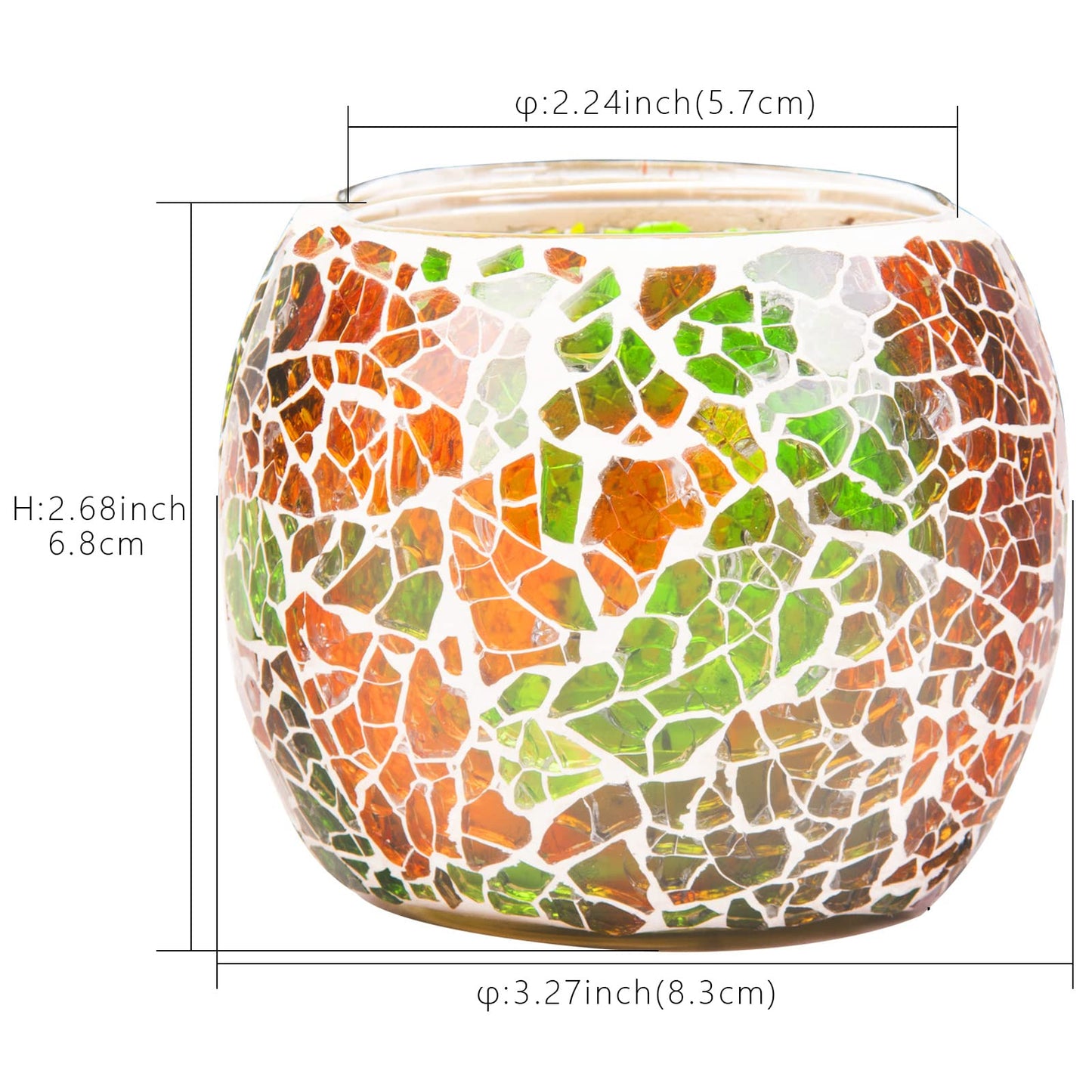 Rancco Glass Votive Candle Holder for Tealight, Romantic Mosaic Cracked Candle Holder, Candle Lamp Aromatherapy Candlescape Bowl for Valentine's Thanksgiving, Christmas Table Centerpiece, Party Decor