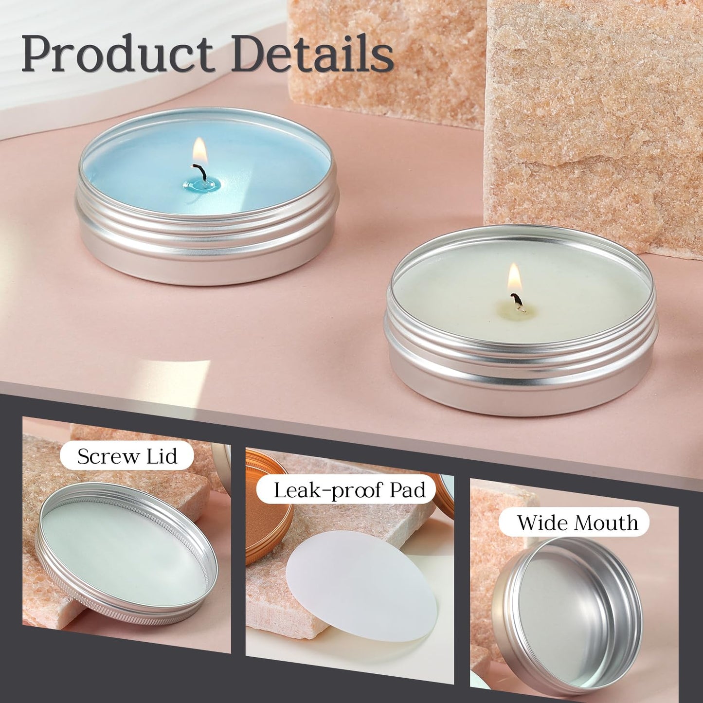 LIYAR 12 Pack 4 oz Tins with Lids, Round Salve Tins 4oz Tin, Wide Mouth Aluminum Tin with Lids 4oz Metal Containers Salve Containers for Spices,Candles or Salve(Silver)