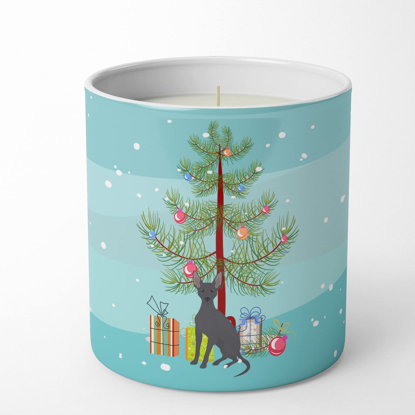 Caroline's Treasures CK3507CDL Peruvian Hairless Dog Christmas Tree 10 oz Decorative Soy Candle Nature Soy Wax Essential Oil Home Decor Ideal for Bedroom Kitchen Bath Office Gift, 10 oz