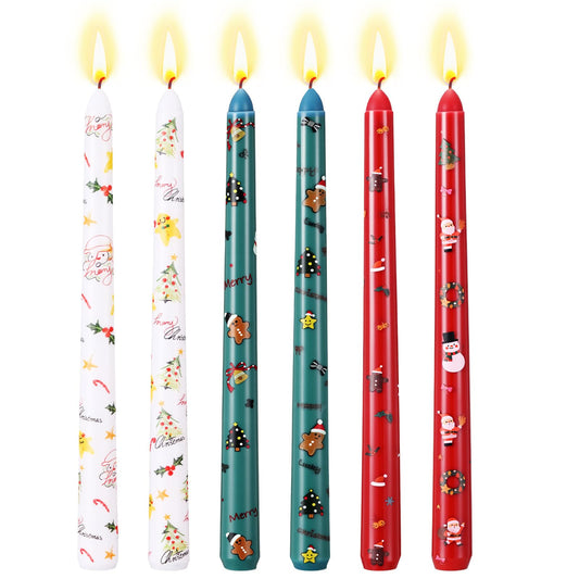 Conelist 6 Pcs Christmas Taper Candles 10 Inch Christmas Long Candlesticks 3 Color for Winter Holidays Dinner Table Xmas Decorations Centerpieces