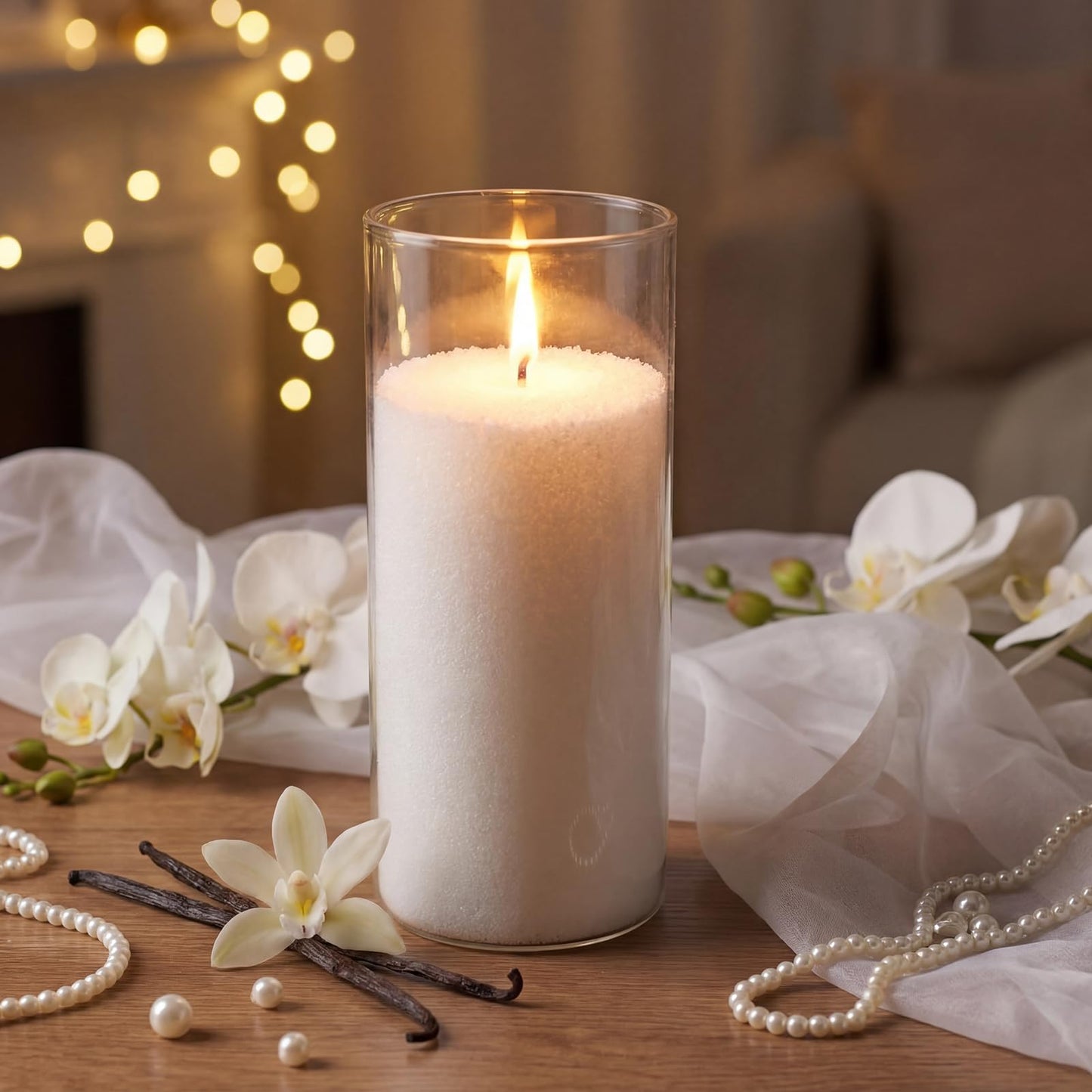 Conelist 1lb Vanilla Pearled Candle Sand Wax Set Customized Powder Making Candles Refill Kit Palm Wax All Natural Non Toxic with 10 Wicks for Gifts DIY Making