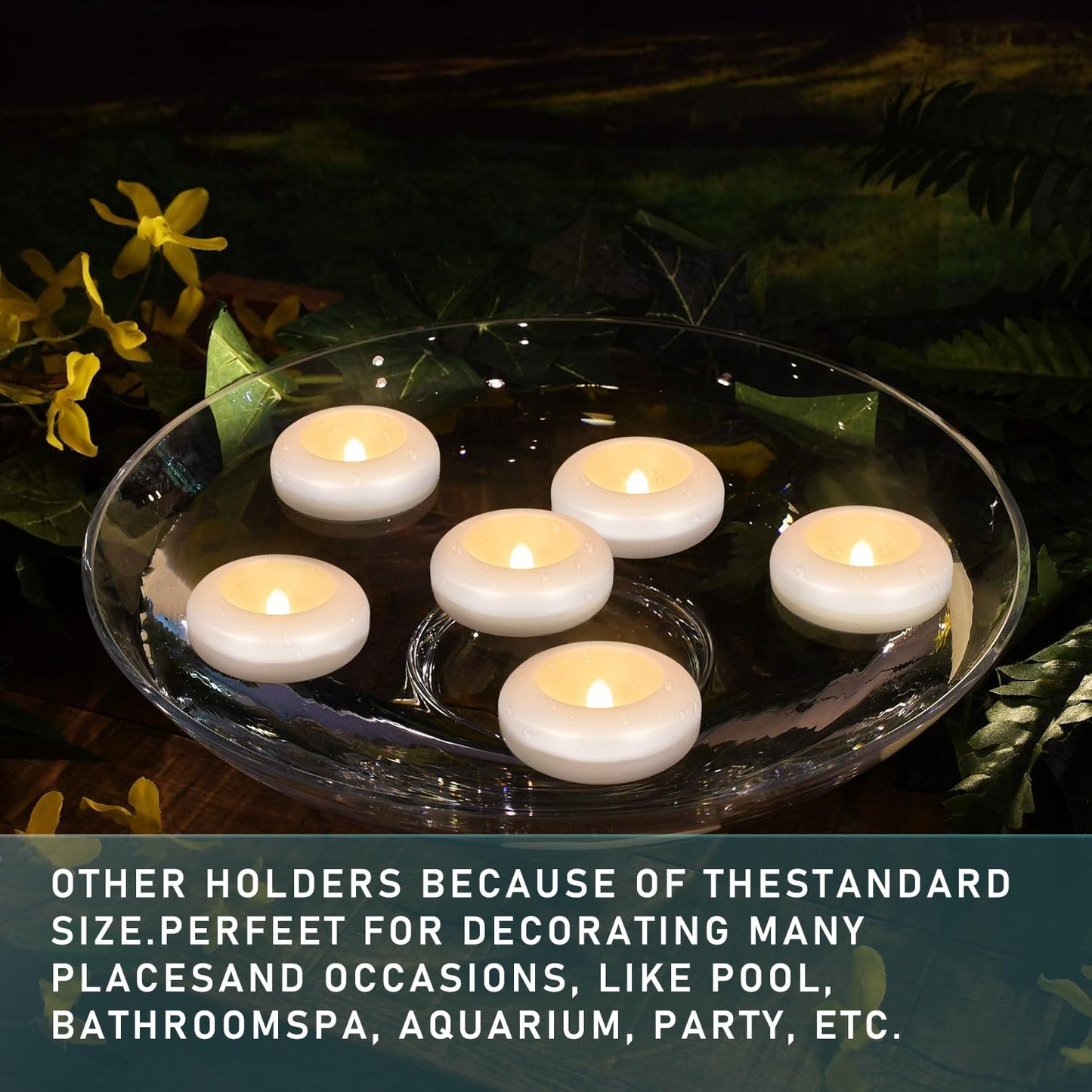 CAKETYCG Set of 48 Waterproof Flameless Floating Tealights, 120+ Hour Warm White Battery Flickering LED Tea Lights Candles - Wedding, Party, Centerpiece, Pool & SPA...