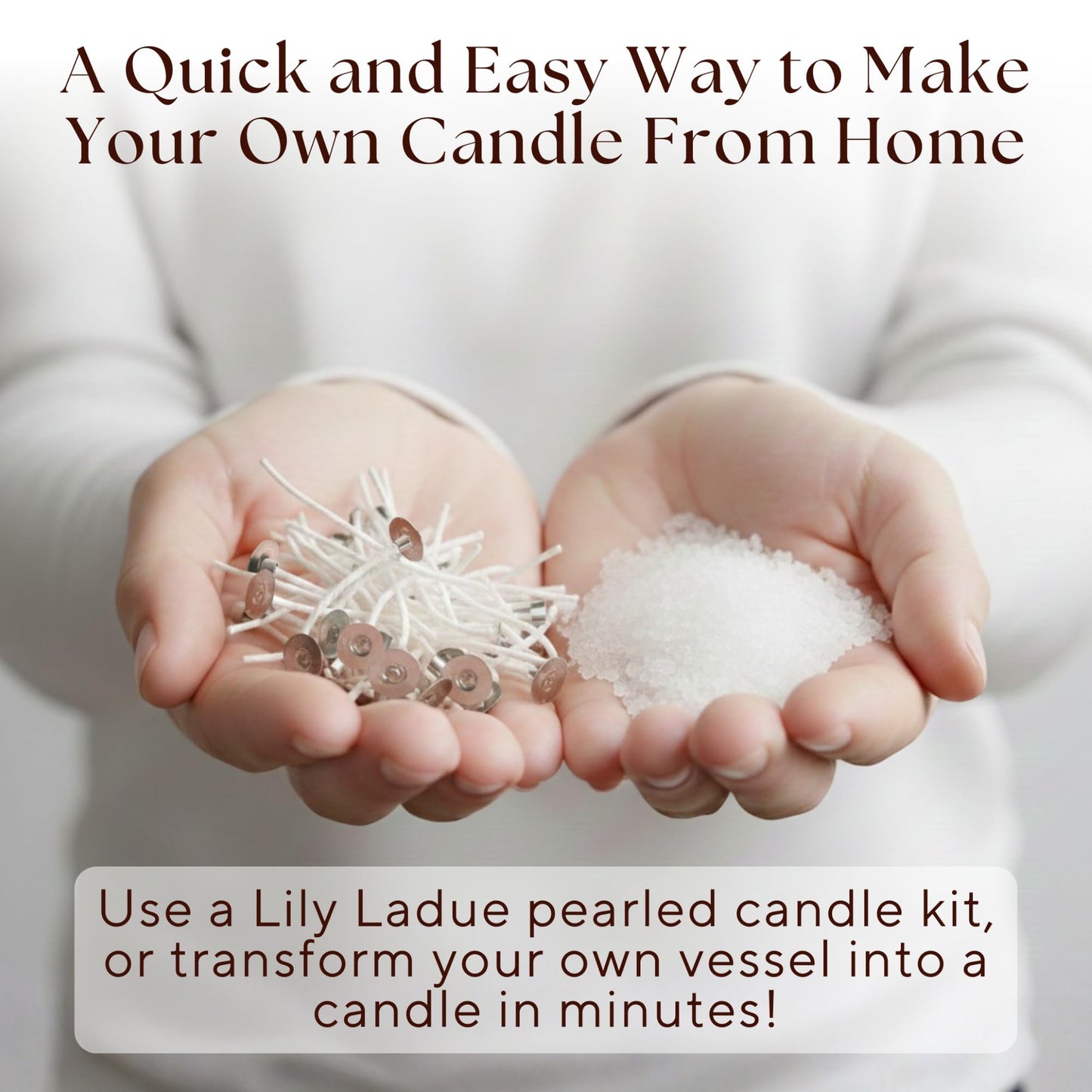 LILY LADUE Sand Candle Refill Kit - 1Lb/16Oz Pearled Candles Sand and Wicks (24) Without Holder, Unscented Aroma Beads, Reusable Powder Pearls Bulk Wax Pearls for Refillable Pearlized Pellet Set