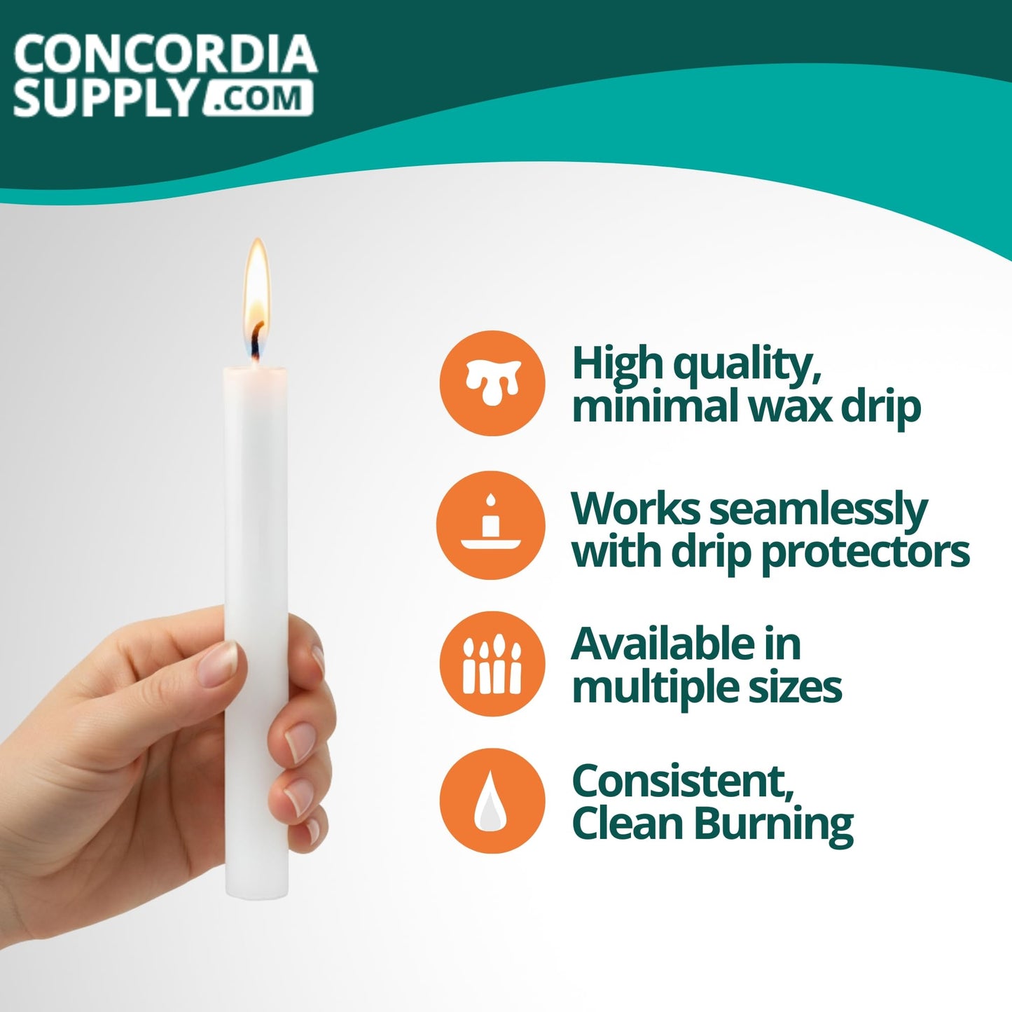 Concordia Supply Church Candles for Candle Light Service Vigil - 5.75" x 1/2" Bulk White Candles for Memorial, Congregational, Shabbat, Wedding, Communion, Baptism & Christmas Ceremonies - Box of 250