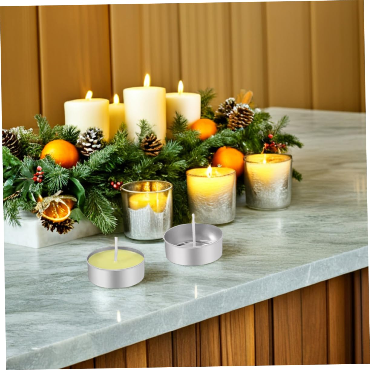 Operitacx 300 Pcs Aluminum Candle Cups with Wicks 1.49X1.49X0.55In Tea Light Containers for DIY Candle Making Home Decor Craft Projects