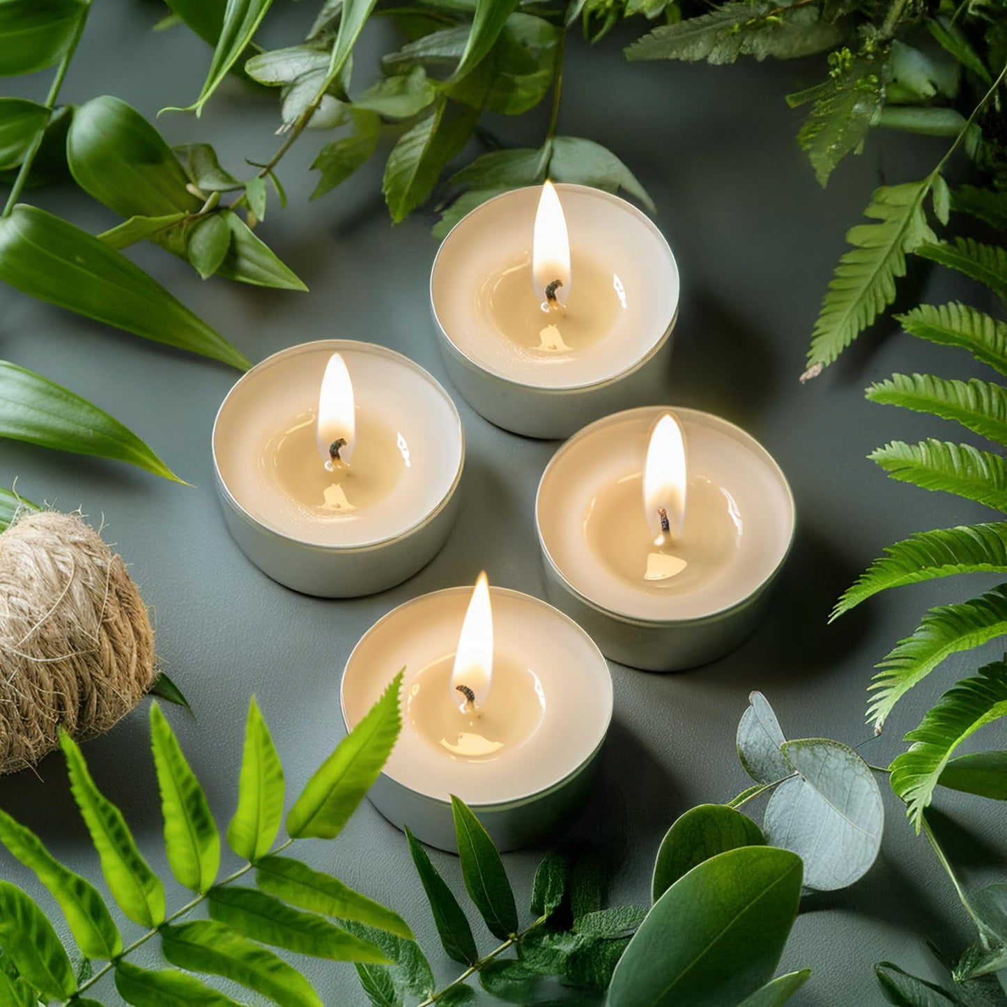 Unscented Tea Lights Candles 100 Pack,6 Hours Long Burning White Tea Candles Bulk,Non-Paraffin, Clean Burn, Smokeless, Palm Tealight Candles for Wedding,Centerpiece,Christmas Lights,Home Decor