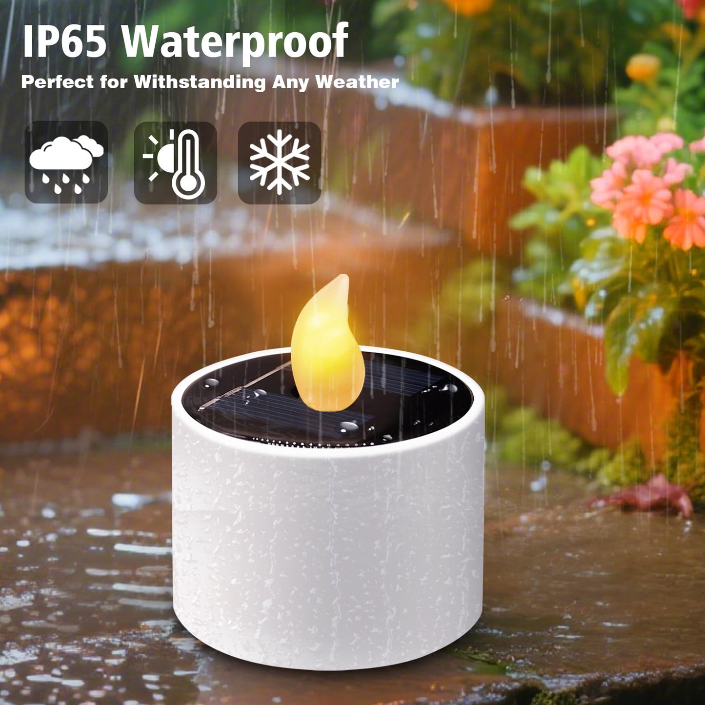 ANGMLN 10pcs Solar Tea Lights Outdoor Waterproof, Flameless Flicker LED Solar Candles with Dusk to Dawn Sensor, Reuseable Tea Light Candles for Lantern Garden Camping Party Home Decor,2.3''x2.1''