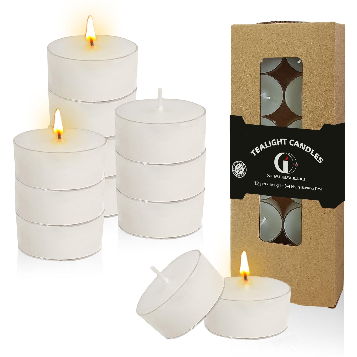 Vanilla Scented Tea Light Candles Handmade White Tealight Candles 4 Hour Clean Burning for Weddings Dinner Date Nights Spa Bath Meditation Relaxation