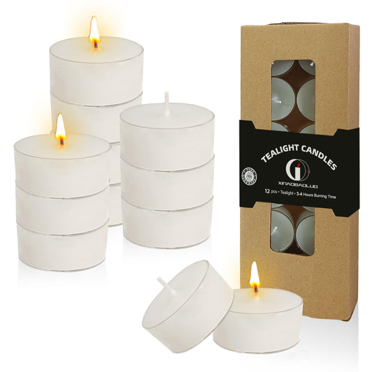 Vanilla Scented Tea Light Candles Handmade White Tealight Candles 4 Hour Clean Burning for Weddings Dinner Date Nights Spa Bath Meditation Relaxation