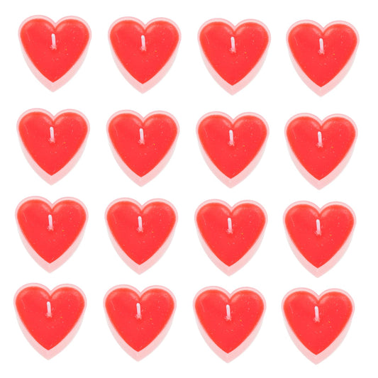 Mobestech 18Pcs Romantic Heart Shaped Tealight Candles Dripless Long Burning Red Proposal Decor for Weddings Bedrooms Parties and Valentines Day Ambiance
