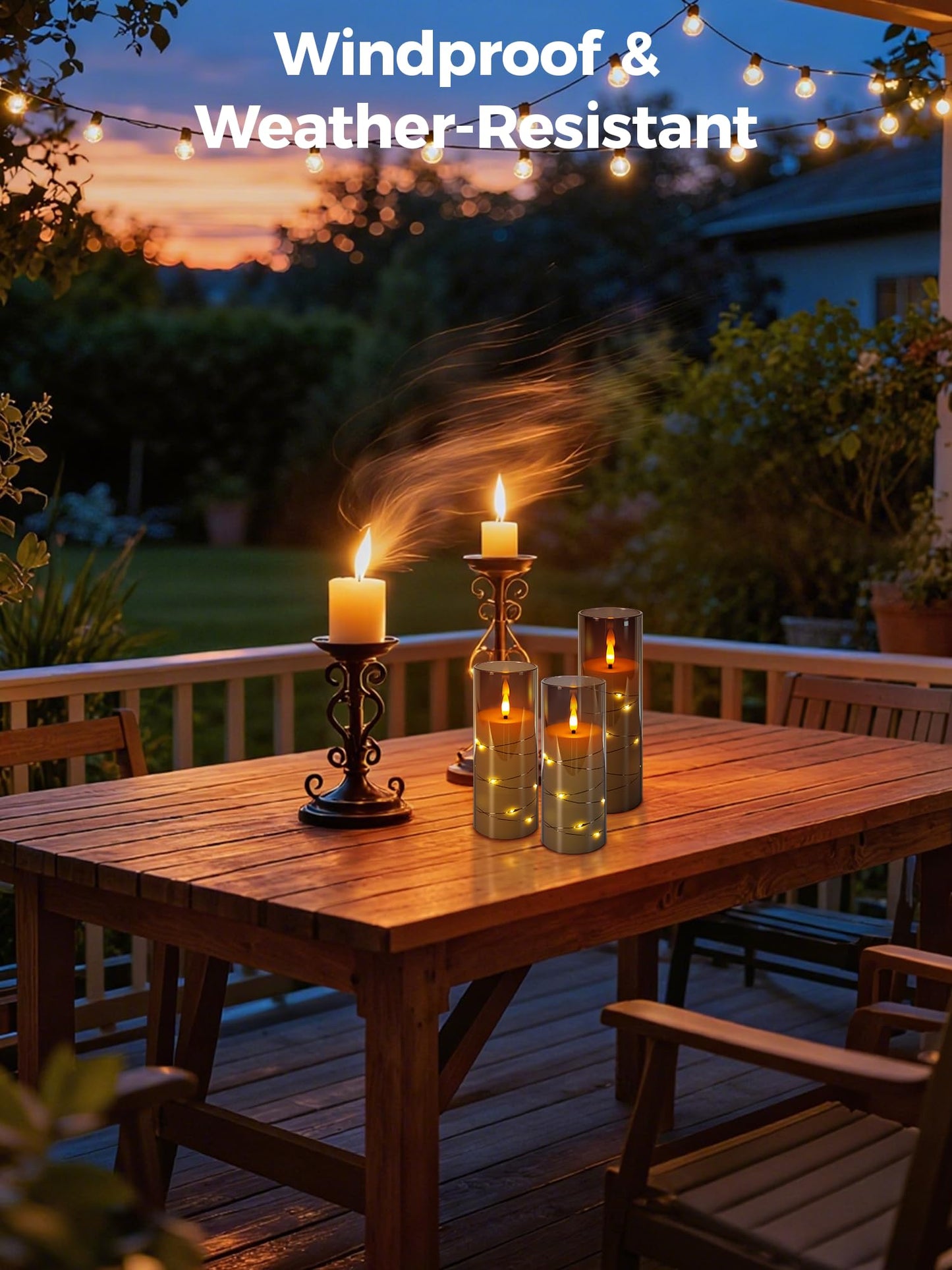 uuffoo 5 Pcs Flameless LED Candles with Timer Remote Flickering Flameless Candles with Embedded Star String, 3D Wick Acrylic Battery Operated LED Pillar Candles for Wedding Party Home Decor