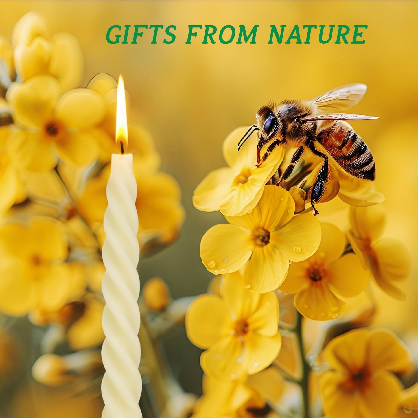 7.5 inch Natural Pure Hand Poured Spiral Bees waxs Tapered Candle 4 Packs,Unscented Dripless Twisted Candlesticks,Wick and Smokeless for Home Decorations, Yoga