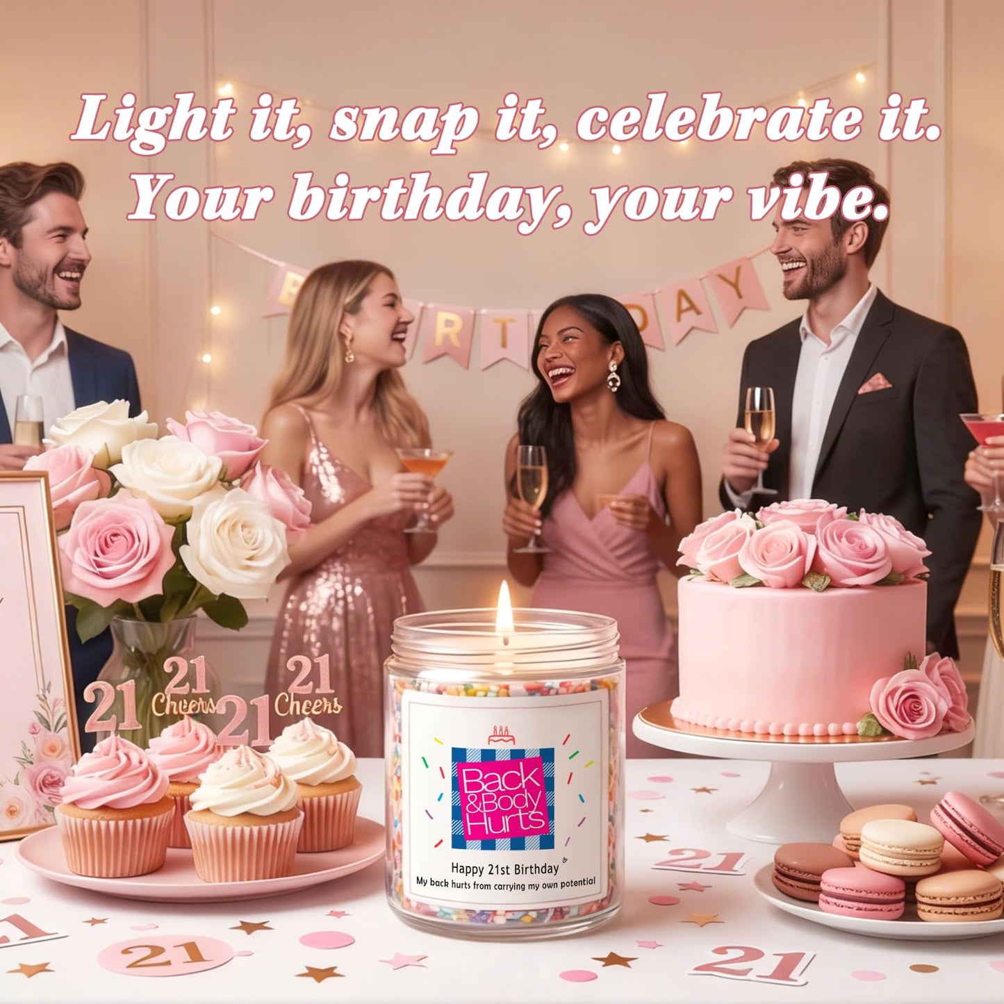 Homsolver 21st Birthday Gift for Her - Finally 21 Vanilla Cream Scented Candle, 21 Birthday Decorations for Her, Natural Soy Wax Candle for Daughter, Bestie, Sister, Best Friend