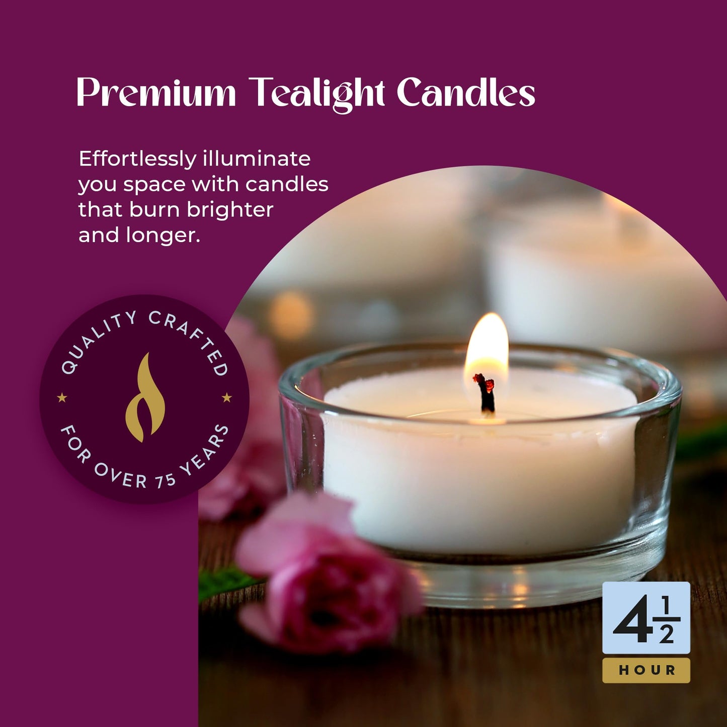 Lerner Clear Tea Lights Candles Bulk - 4.5 Hour Clear Cup Tealight 50 Pack - Consistent Smkless Clean Burning - Holiday, Wedding, Spa, Emergency and Home Decoration Candles