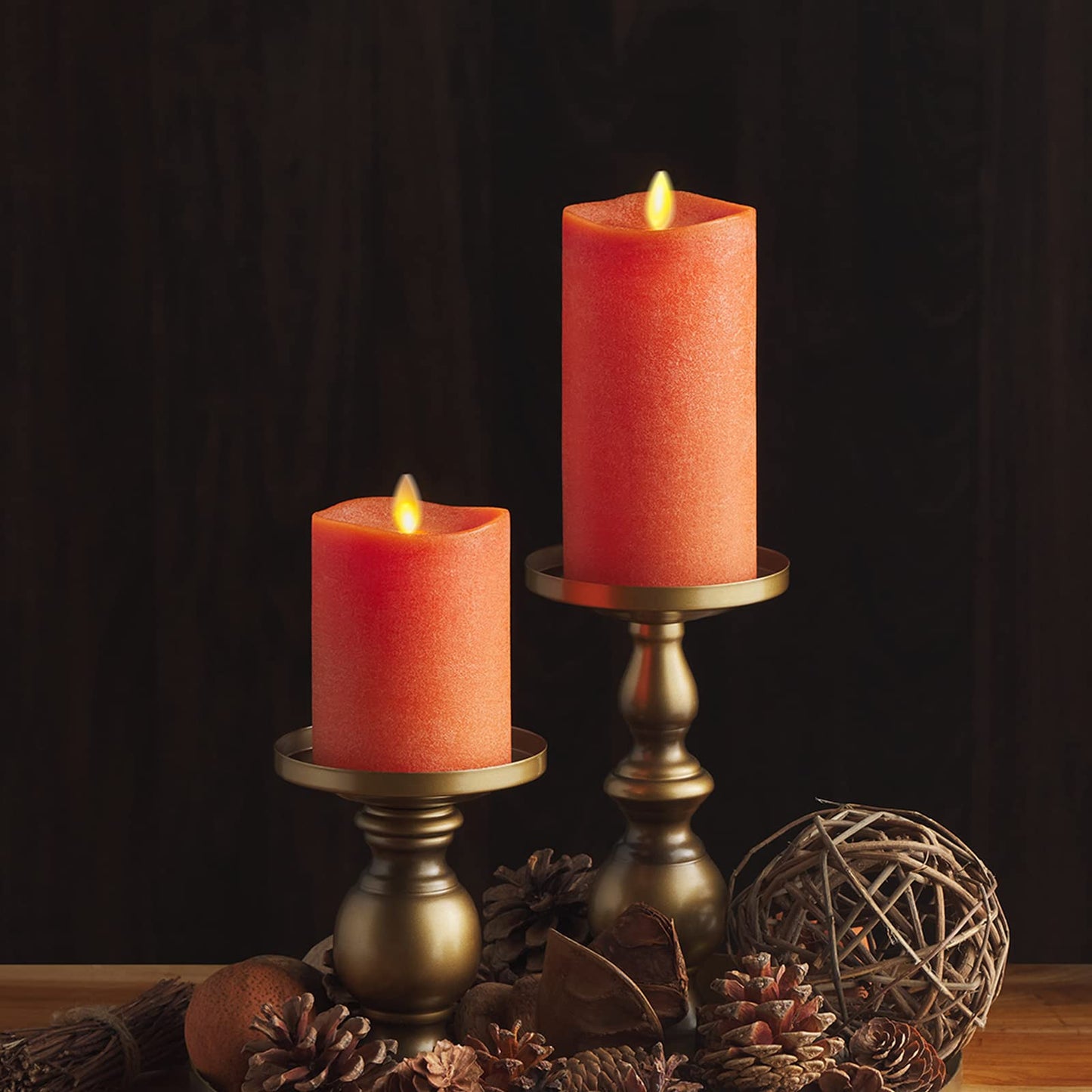 Luminara - Flameless LED Battery Operated Flickering Pillar Candles - Burnt Orange- Pack of 1-3x6.5 - Realistic Moving Flame Real Wax Indoor/Outdoor