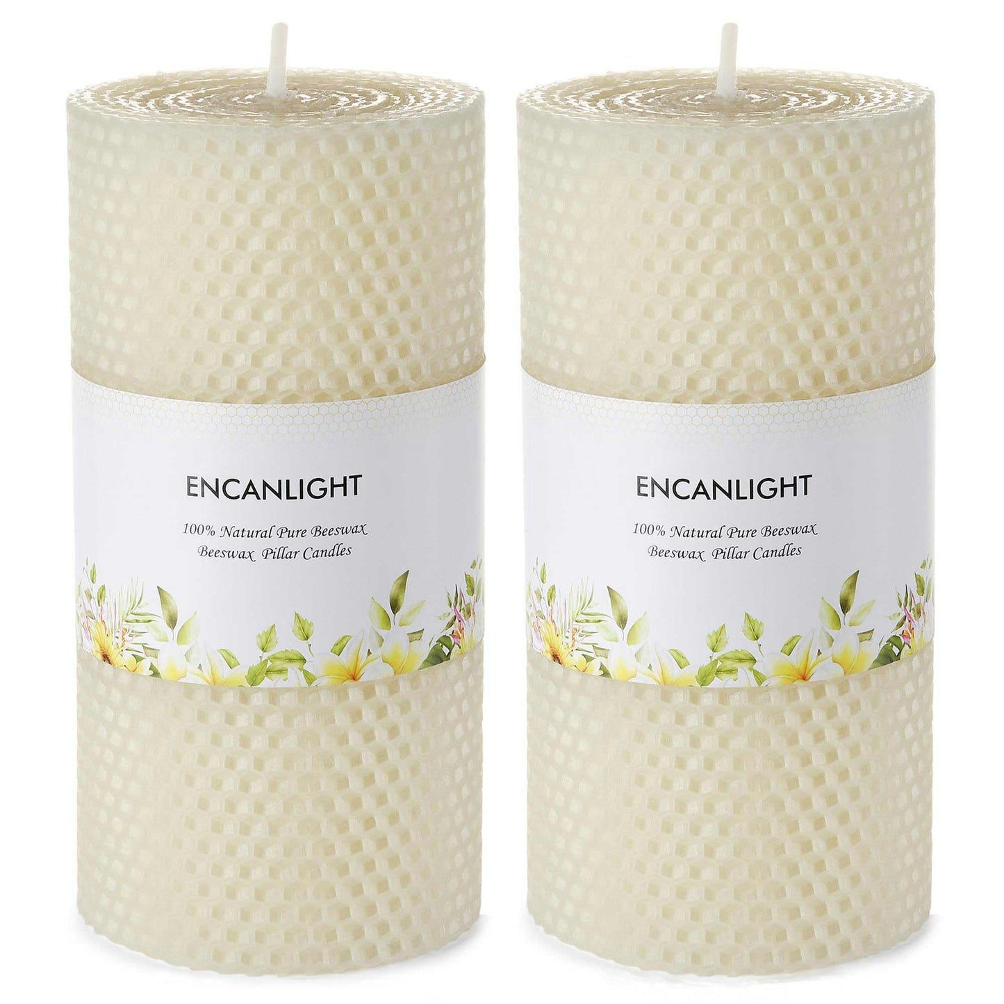 3x6 Inch Pure Natural White Honeycamb Beewaxs Pillar Candle Rolled Candles,60 Hours Long Burning, Unscented and Dripless for Home Decor Christmes Weddings
