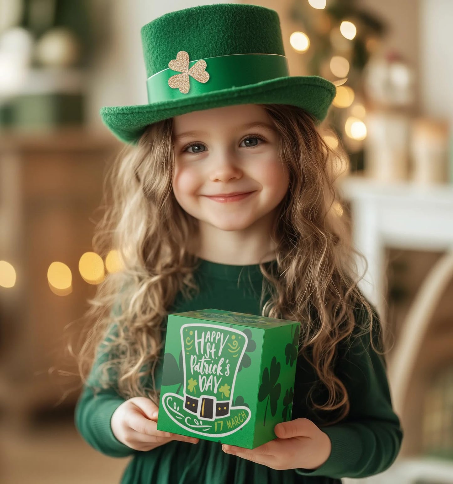St. Patrick's Day Candle with LED, 100% Soy Wax Jar Candle, Lucky Shamrock Gifts for Friend, Aromatherapy Candles for Women Home, Jasmine Scent Candles,Over 40 Hours of Burn Time