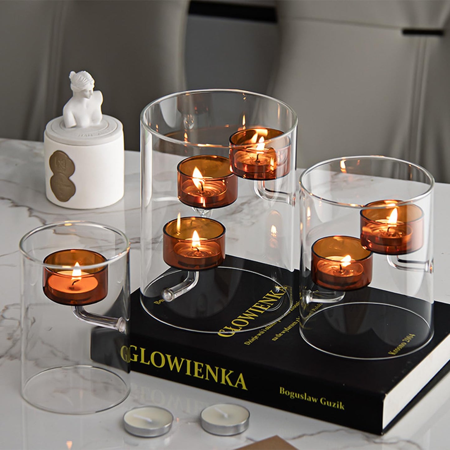 Maimeili Glass Candle Holder Hurricane Crystal Decorative Candle Fits Standard Tealight for Table Wedding Dinning Centerpieces Party Supplies Home Decor