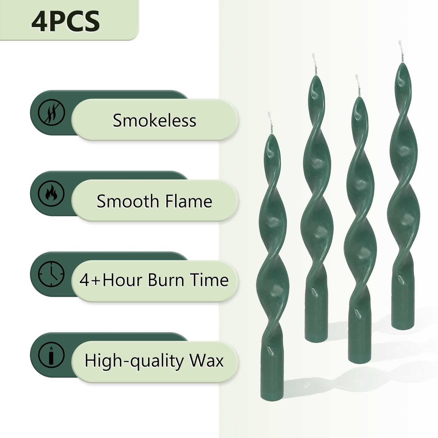 Christmas Candles Spiral Taper Candle Green Candle Sticks Dinner Twisted Candlesticks Unscented Tapered Candles for Home Décor Weddings Festive Seasons Holiday