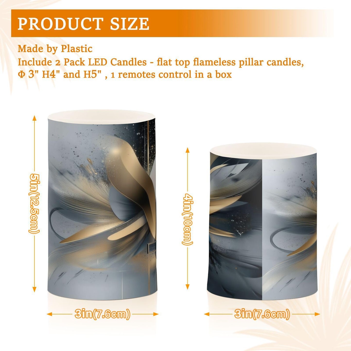 LFICRTAN Abstract Shapes Gold and Black Flameless Candles Battery Operated Color Changing LED Candles with Remote Control Timer Outdoor Indoor 2 Pack