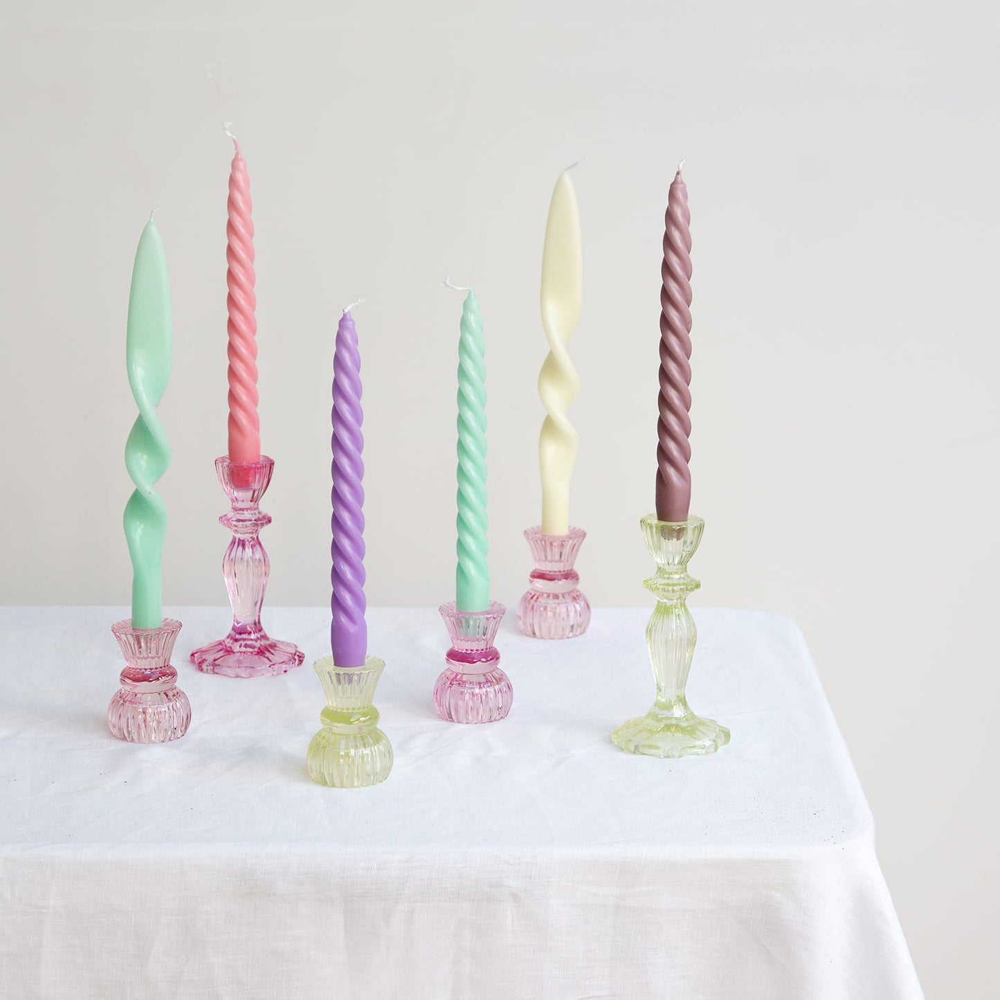 Italian Spiral Twisted Tapered Dinner Candles, Ideal Valentines Day Gift, 4pack, Tabling Tables, Pink and Orange