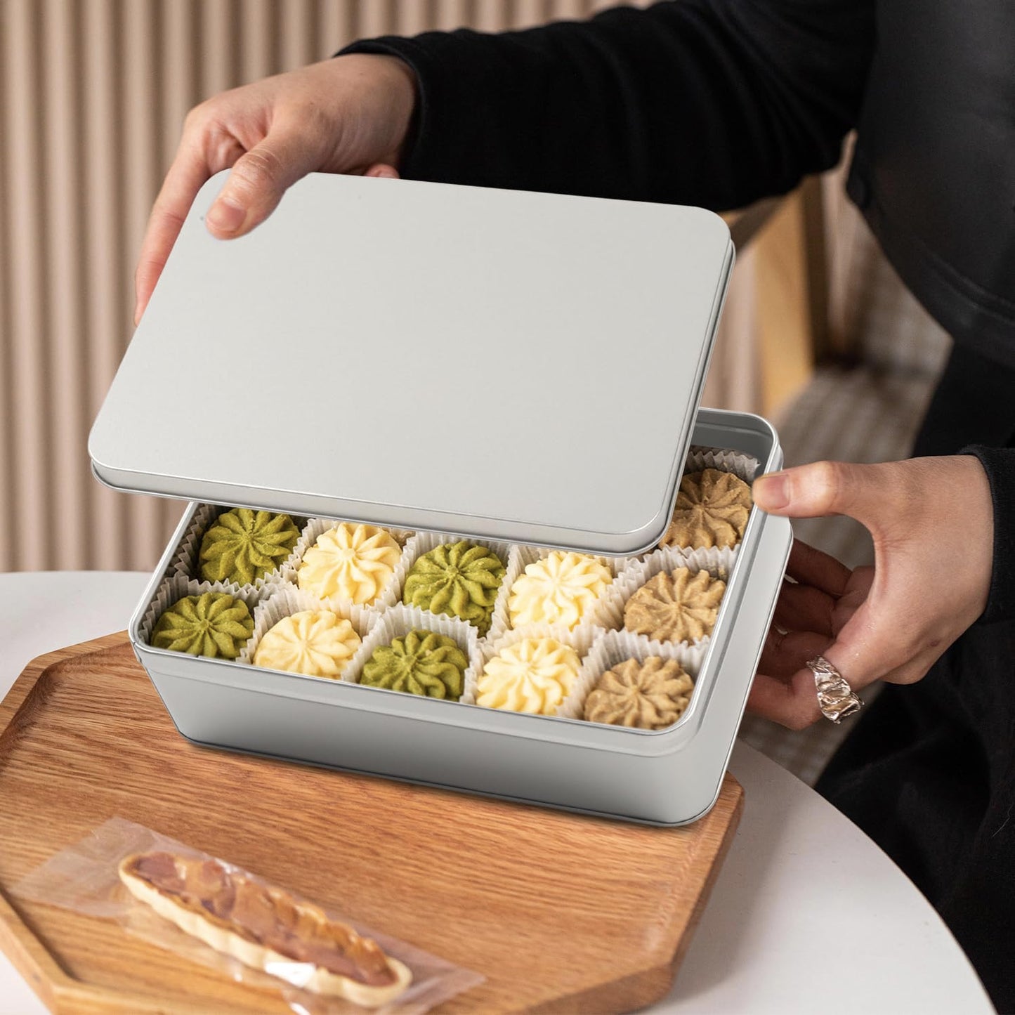 Coobbar Empty Metal Tins Box with Lid,3 Pack Metal Tins Cans Storage Container for Treats, Gifts, Candle, Favors and Crafts, Silver (8.6 x 6.3 x 2.5 Inches)