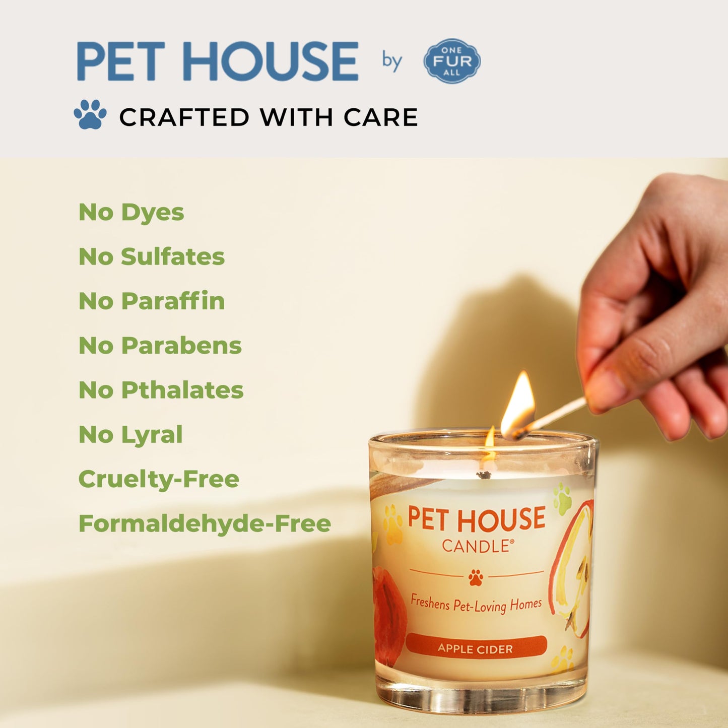 Pet House Candles, Long Burning Scented Candles for Pet Odors, Plant-Based, 60 Hour Burn Time - Lemongrass, 9 oz